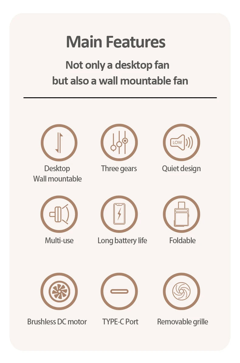 Wall Mounted Portable Mini Fan