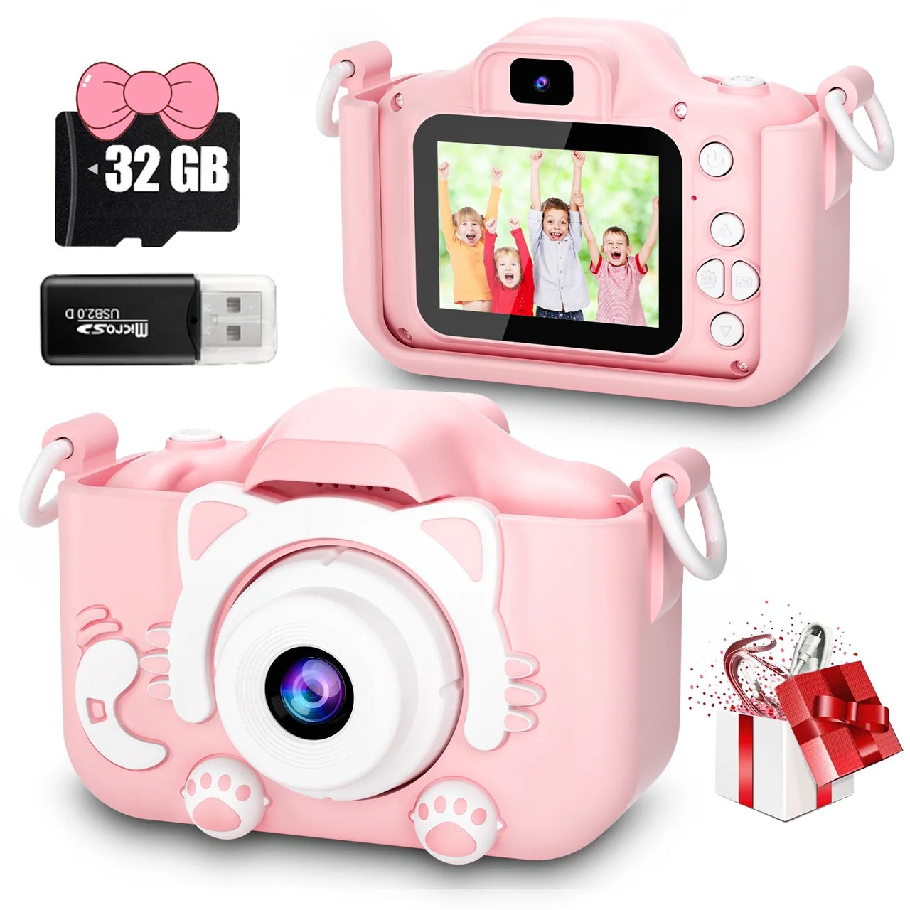 Cute Cat Children Camera With 32G Card